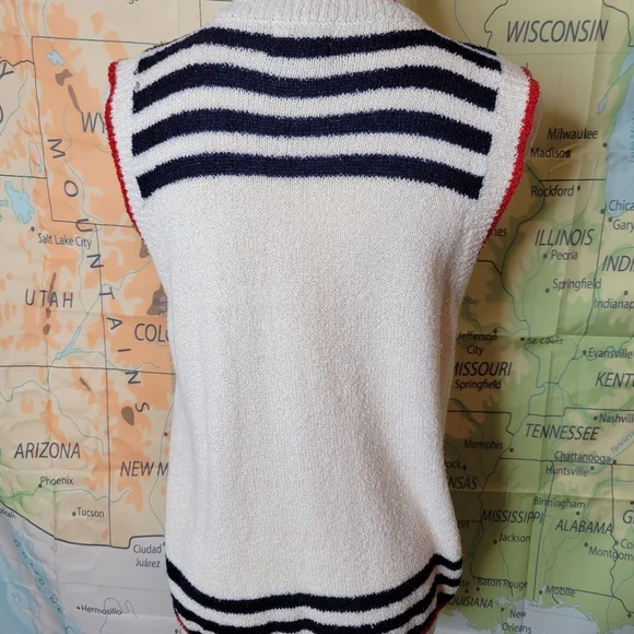 Keneth Too! Nautical Striped Sleeveless Sweater Size  L - Picture 7 of 14